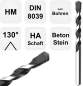 Preview: 6,0 x 100 mm ✓ Betonbohrer, Hartmetallsteinbohrer DIN8039 Gefräst 130° Spitzenwinkel