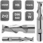 Preview: HSSE (Kobalt)-Bohrnutenfräser 40°, Schaftfräser Typ W, DIN 844, Fräser Z=2, blank für NE-Metalle