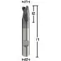 Preview: 3,8 x 5 x 50, d2=6 mm ✓ VHM Fräser, Z=3, Untermaß Schaftfräser mit Beschichtung, HB-Schaft