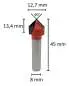 Preview: 12,7 mm 90° ✓ HM V-Cutfräser, Holzfräser, Oberfräser, Routerbit, Fräser d2=8 mm für Oberfräse