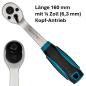 Preview: Ratsche 1/8 Zoll 72 Zähne 160 mm Cr-V Stahl Profi Knarre Meta-Pro