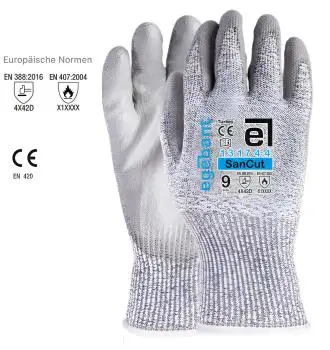 1 Paar Schnittschutzhandschuhe L / 9 Schnittfeste Polyurethan Arbeits- und Montagehandschuhe mit Stahlfasern