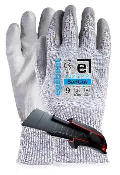 1 Paar Schnittschutzhandschuhe L / 9 Schnittfeste Polyurethan Arbeits- und Montagehandschuhe mit Stahlfasern