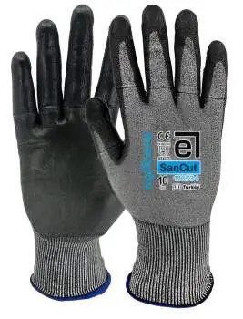 Stahlfaser Schnittschutzhandschuhe bzw. Schnittfeste Polyurethan Arbeitshandschuhe mit speziellem Fingerschutz