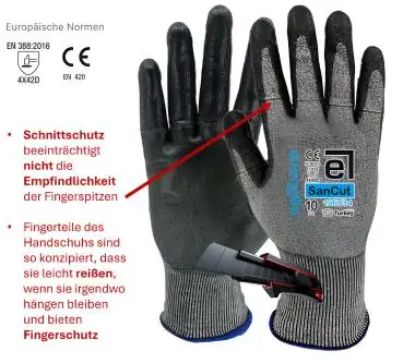 1 Paar Stahlfaser Schnittschutzhandschuhe M / 8 Schnittfeste Polyurethan Arbeitshandschuhe mit speziellem Fingerschutz