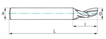 5,0 x 12 x 60 - d2=8 mm ✓ HSS Alufräser, Einzahnfräser, Fräser, Spiralfräser mit Z=1