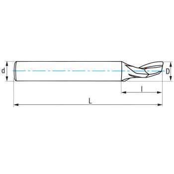 4,0 x 12 x 60 - d2=6 mm ✓ HSS Alufräser, Einzahnfräser, Fräser, Spiralfräser mit Z=1
