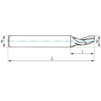 6,0 x 14 x 60 - d2=6 mm ✓ HSS Alufräser, Einzahnfräser, Fräser, Spiralfräser mit Z=1