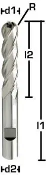 6R3 x 24 x 68 - d2=6 mm ✓ HSSE-Radius-Schaftfräser 15°, Radiusfräser überlang, Z=4, Typ N, HB
