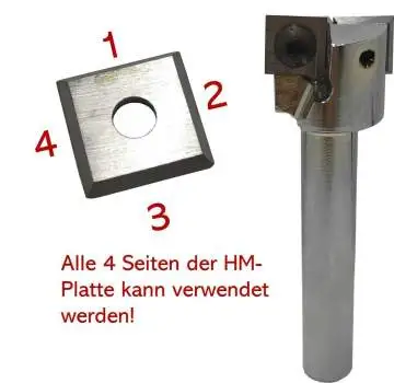 58,5 mm ✓ HM-Bestückter Planfräser mit Wendeplatten, Hobelfräser Z=2 4-Seitig