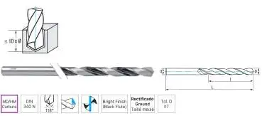 2,0 x 56 x 85 - d2=2 mm ✓ HM Bestückter Spiralbohrer überlang DIN340, Metallbohrer Typ N, VHM Bohrer lang, 118°