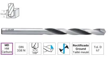 2,7 x 33 x 61 - d2=2,7 mm ✓ HM Bestückter Spiralbohrer DIN338, Metallbohrer Typ N, VHM Bohrer, 118°