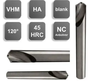 10,0 x 20 x 70 - d2=10 mm ✓ VHM-NC-Anbohrer 120° bis 45 HRC, HA-Schaft