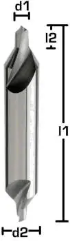 0,8 x 1,1 x 31,5 - d2=3,15 mm ✓ VHM-Zentrierbohrer 60°/120°, Typ N, Form A, HA-Schaft