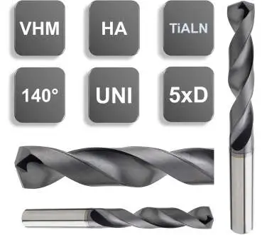 6.3 x 43 x 91 mm, d2=8,0 HA - VHM-Spiralbohrer, 5xd, für Stahl