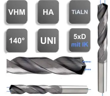 1.10 x 10 x 55 mm, d2=3,0 HA - VHM-Spiralbohrer mit IK, 5xd, für Stahl