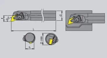 S50V - DDQNR - 15 - Bohrstange 107,5°, Rechts für DNM-Platten