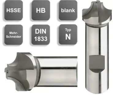 R5,5 / 19 x 67 mm, d2=16,0 HB - HSSE-Viertelrund-Profilfräser, DIN 6518, Z=4, blank