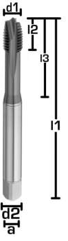 M8 ✓ HSSE/PM Gewindebohrer, Durchgangsloch, DIN 371, Form B, 6H, Schälanschnitt, beschichtet, bis 1400 N/mm²