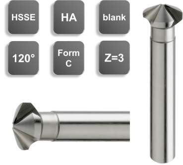 25 x 62 mm, d2=10 mm ✓ HSSE-Kegelsenker 120°, Senker, Entgratsenker, Z=3, blank
