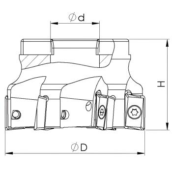 63 mm - Z=6 ✓ Eckfräser Messerkopf 90° für APMT1604 Wendeplatten mit Innenkühlung