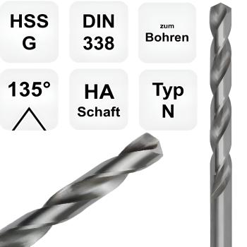 20,0 x 140 x 205 - d2=13 mm ✓ HSS-G Spiralbohrer, Metallbohrer, Stahlbohrer 135° geschliffen mit red. Schaft