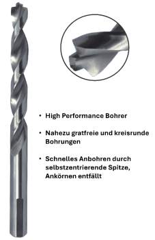 4,5 x 47 x 80 - d2=4,5 mm ✓ 5 x HSS-G Spiralbohrer mit Zentrierspitze, High performance Metallbohrer, Selbstzentrierender Bohrer (VPE 5 Stück)