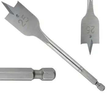 14 mm ✓ Flachfräsbohrer, sandgestrahlt mit Seitenschneider, Holzbohrer mit QickBit (6-Kant) Schaft
