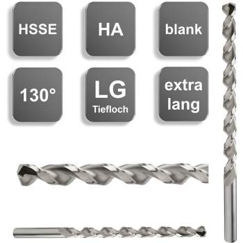 10,0 x 187 x 250, d2=10 mm ✓ HSSE-Spiralbohrer überlang 130°, Metallbohrer, Edelstahlbohrer mit Tieflochspirale Typ LG