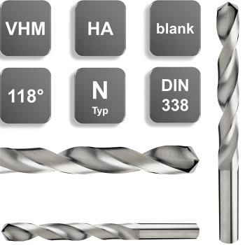 VHM Spiralbohrer DIN338 Typ N 118° Vollhartmetall Metallbohrer