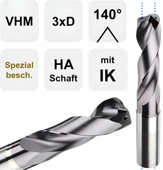 5,1 x 20 x 66, d2=6 mm ✓ VHM-Spiralbohrer mit IK, 3xD Hochleistungsbohrer beschichtet, Kühlkanalbohrer Universalbohrer 140°