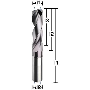 VHM-Spiralbohrer mit IK 3xD - beschichteter Hochleistungsbohrer mit 140° Spitze und Kühlkanal