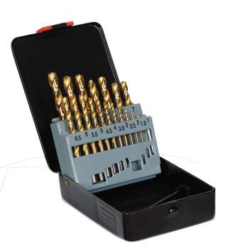 Bohrer HSS-G TIN 19 teiliger SET DIN 338 ✓ Spiralbohrer Satz, Metallbohrer mit Beschichtung135°