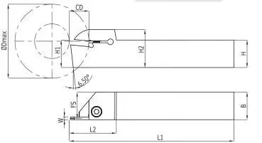 32 x 32 DKT H Rechts ✓ Stechplattenhalter, Stechdrehhalter HRN Abstechhalter für S229-3 mm