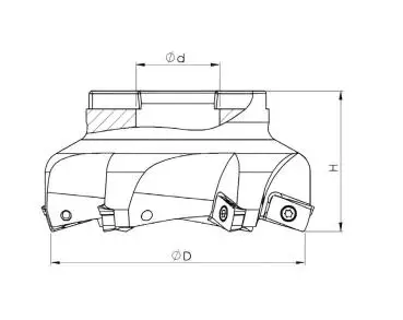 40 mm - Z=6 ✓ Eckfräser, Messerkopf, Hochvorschubfräser (High Feed) für LOGU0303 KYCR mit IK