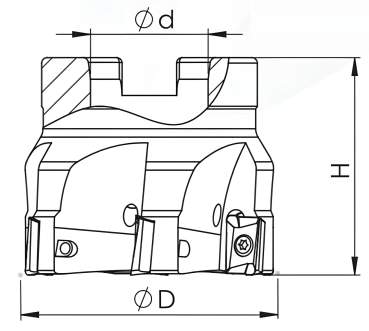 50 mm - Z=7 ✓ Eckfräser, Planfräser, Messerkopf 90° für APKT1003 Wendeplatten