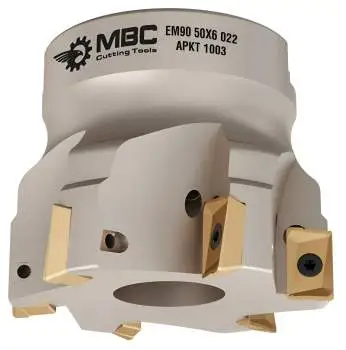 50 mm - Z=6 ✓ Eckfräser, Planfräser, Messerkopf 90° für APKT1003 Wendeplattenbmit Innenkühlung