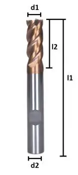 3,0 x 11 x 50 - d2=6 mm ✓ VHM HPC Fräser, 35/38°, Z=4, TiSiN HB Schaft, Hochleistungsfräser für die Metallbearbeitung