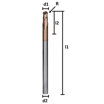 3R1,5 x 6 x 75 - d2=3 mm ✓ VHM Radiusfräser, Z=2, Vollradiusfräser TiSiN-Beschichtet HA-Schaft, extralang, überlang