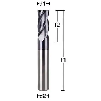 3,0 x 8 x 50 - d2=4 mm ✓ VHM Fräser, Z=4, Schaftfräser, Stahlfräser, Metallfräser mit TiAlN Beschichtung, HA Schaft