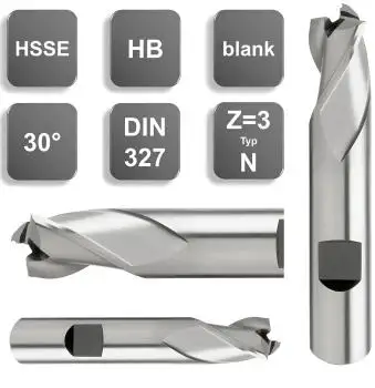 6,0 x 8 x 52 - d2=6 mm ✓ HSSE-Bohrnutenfräser 30°, DIN 327, Z=3, Spiralfräser, Typ N, HB-Schaft