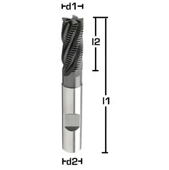 6,0 x 13 x 57, d2=6 mm ✓ HSSE/PM-Schruppfräser 30°, Fräser zum Schruppen Typ HR DIN 844, Z=4, beschichtet, HB Schaft