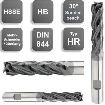 HSS-Schruppfräser 4 Zähne 6-30mm – Vollhartmetall Für HRC32° Stahl