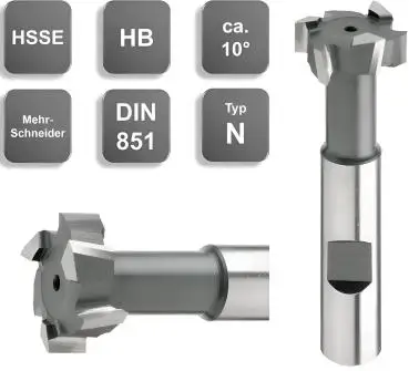 HSSE-T-Nutenfräser, Schlitzfräser kreuzverzahnt, DIN851, HB Schaft, GEFRABO Made in Germany
