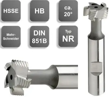 HSSE-T-NutenFräser, Schlitzfräser kreuzverzahnt, DIN 851, blanke Ausführung
