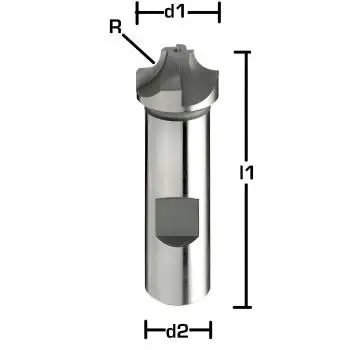 R5 / 16 x 60, d2=12 mm ✓ HSSE-Viertelrund-Profilfräser, Viertelkreisfräser, Konkavfräser DIN 6518, Z=4, blank