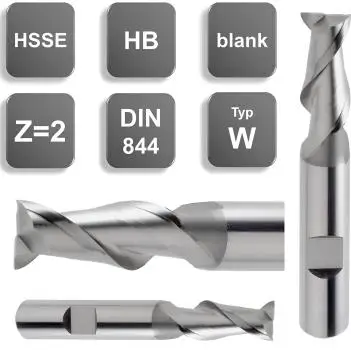 HSSE (Kobalt)-Bohrnutenfräser 40°, Schaftfräser Typ W, DIN 844, Fräser Z=2, blank für NE-Metalle
