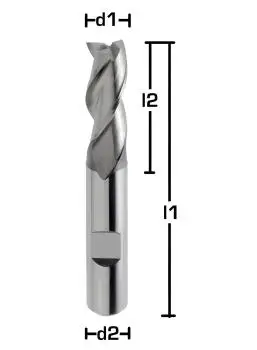 GEFRABO HSSE-Bohrnutenfräser, Schaftfräser Typ N, 30°, DIN 327, Z=3, blank