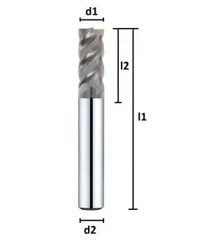 8 x 20 x 60 - d2=8 mm ✓ VHM HPC Fräser, 46°, Z=4, Spezialbeschichtet, Stahlfräser