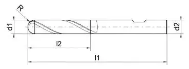10R5 x 45 x 100 - d2=10 mm ✓ VHM-Radiusfräser 30°, Z=2, Vollradiusfräser Spezialbeschichtet, Lang